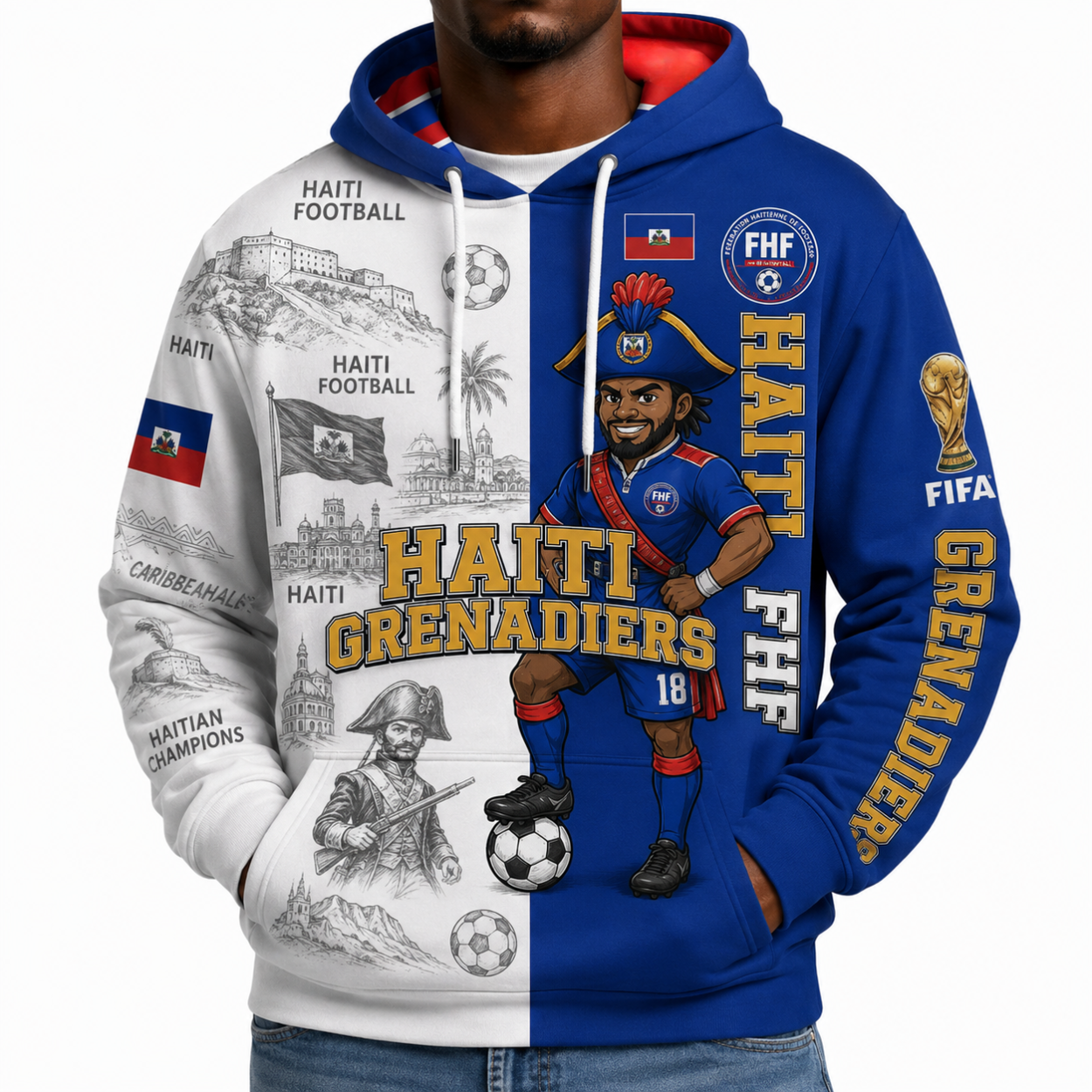 FIFA 2026 Haiti Football Themed All Over Printed Hoodie