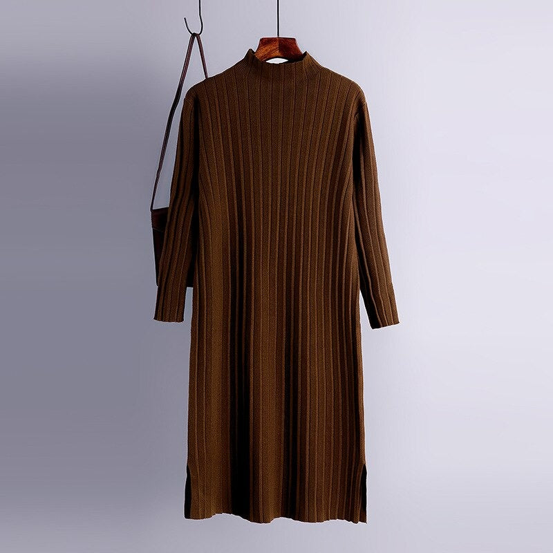 Women's Long Knitted Women Split Sweater Dress-Soco Hoodie