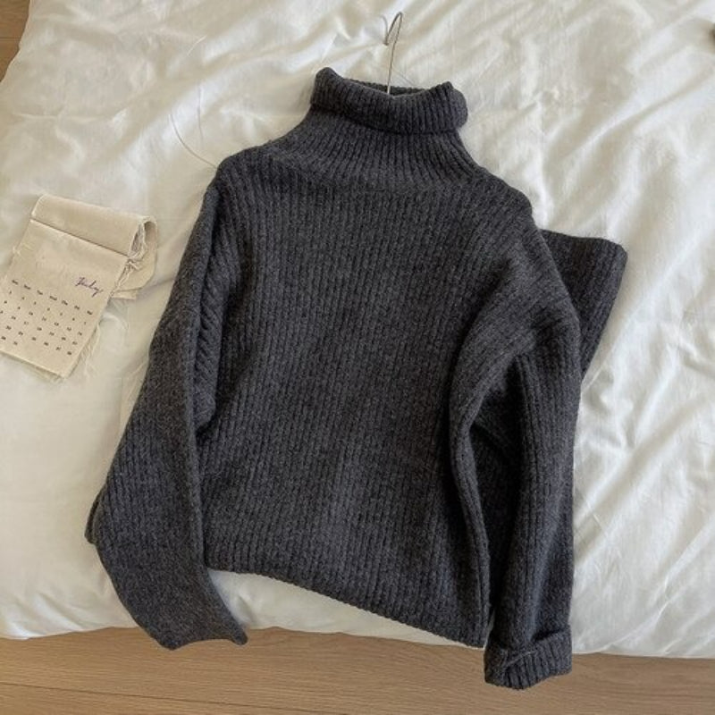 Turtleneck Long Knitted Casual Sweater Dress-Soco Hoodie