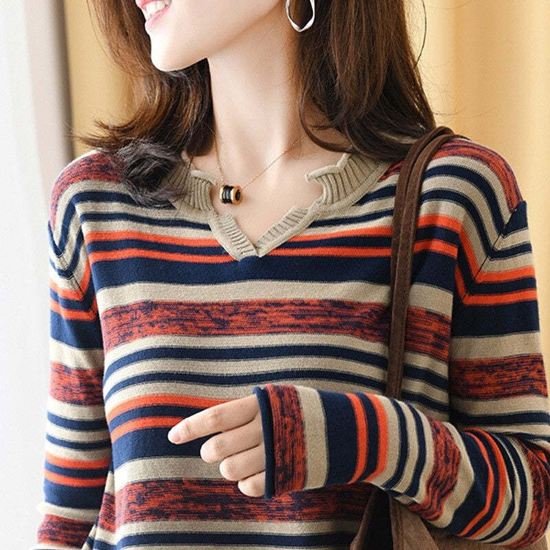 Loose Striped Casual Pullover For Women-Soco Hoodie