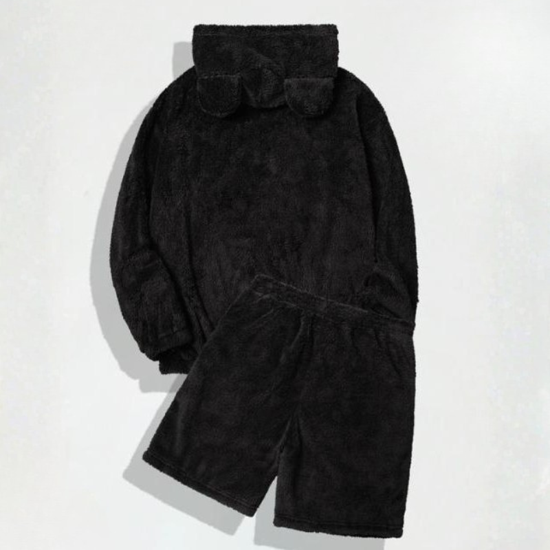 Casual Hooded Sweatshirt And Shorts Two Piece Lounge Set