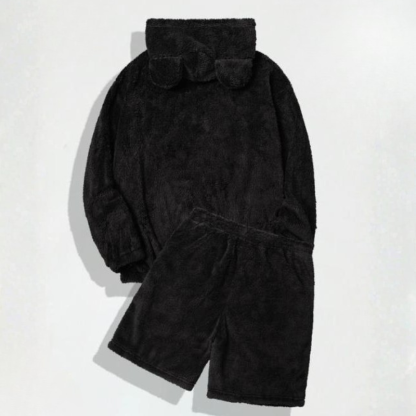 Casual Hooded Sweatshirt And Shorts Two Piece Lounge Set