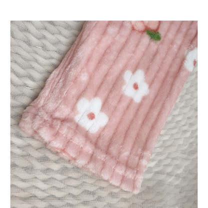 Strawberry Printed Velvet Pajama Set For Women-Soco Hoodie