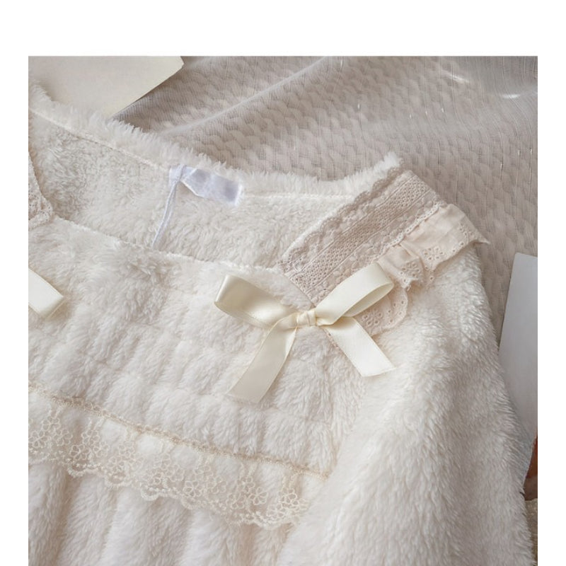 Korean Lace Long Pajama Set For Women-Soco Hoodie