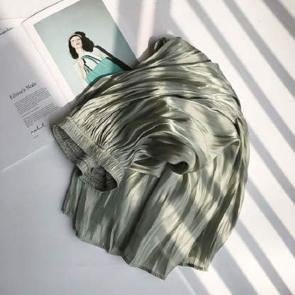 Shiny Silky Gloss Casual Midi Skirt For Women-Soco Hoodie