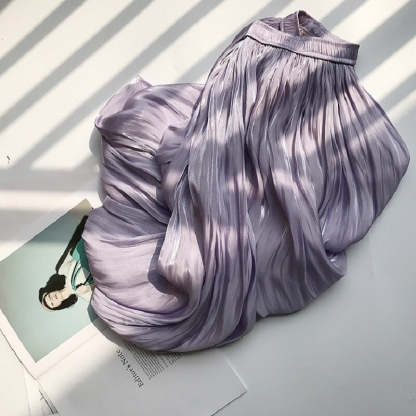 Shiny Silky Gloss Casual Midi Skirt For Women-Soco Hoodie