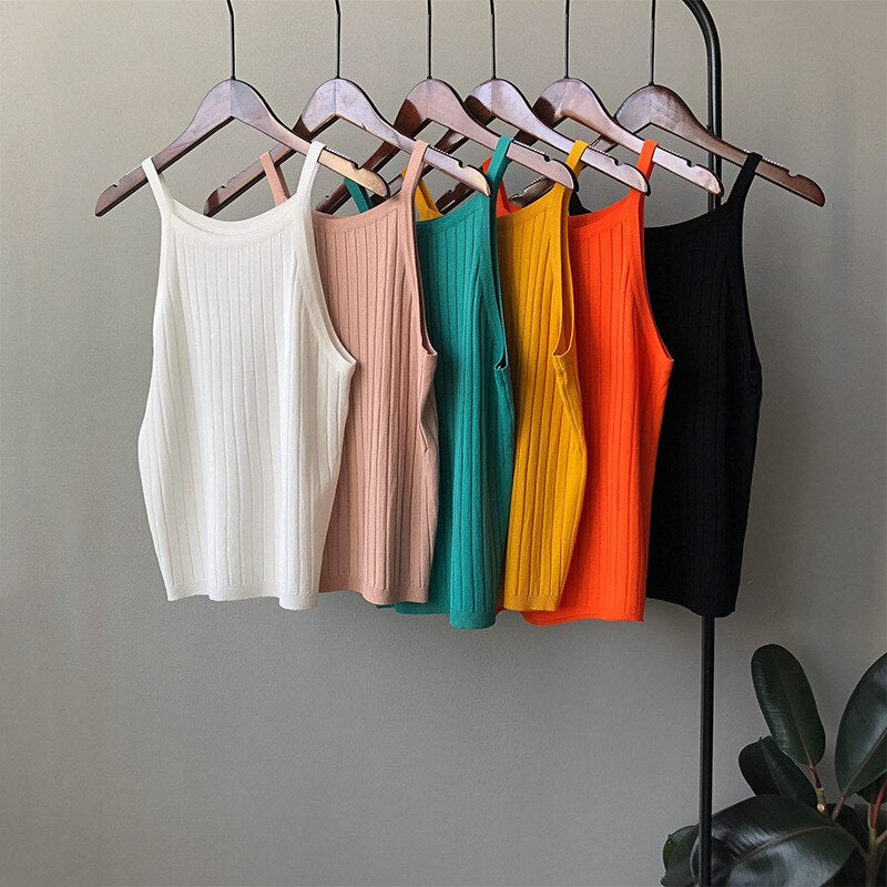 Knitted Sleeveless Slim Fit Camisole-Soco Hoodie