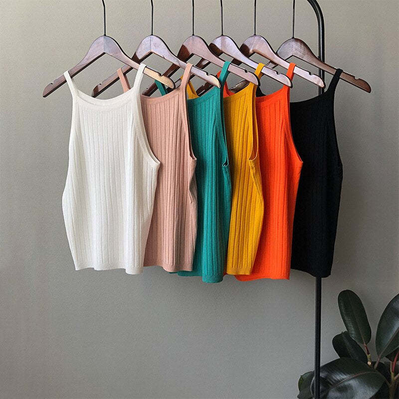 Knitted Sleeveless Slim Fit Camisole-Soco Hoodie