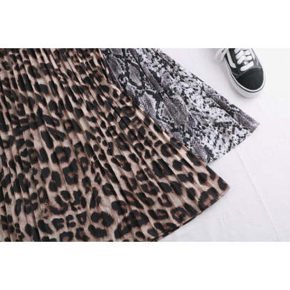 Animal Print High Waist Pleated Skirt-Soco Hoodie