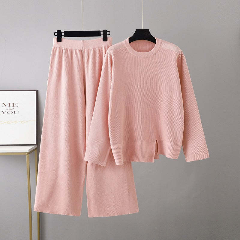 Loose Slit Sweater 2-Piece Set-Soco Hoodie