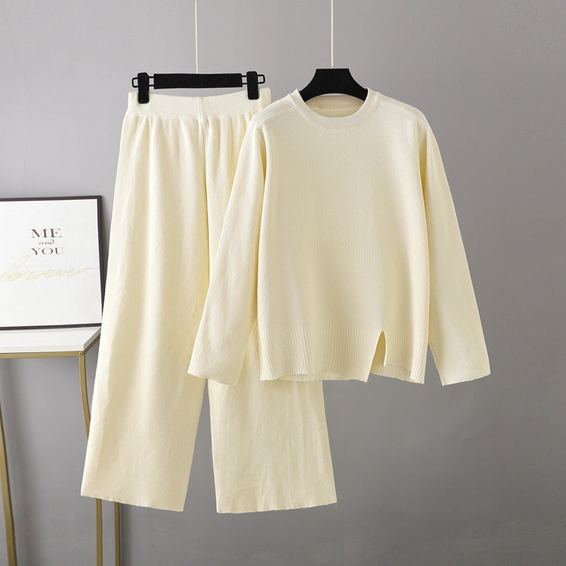 Loose Slit Sweater 2-Piece Set-Soco Hoodie