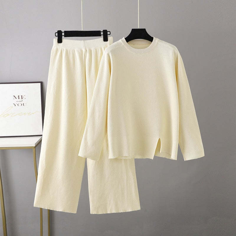 Loose Slit Sweater 2-Piece Set-Soco Hoodie