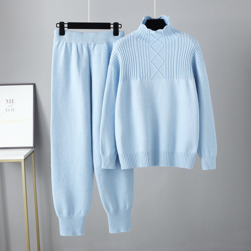 Oversized Two-Piece Knitted Thick Set-Soco Hoodie