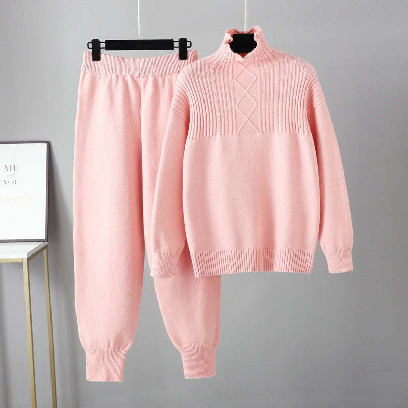 Oversized Two-Piece Knitted Thick Set-Soco Hoodie
