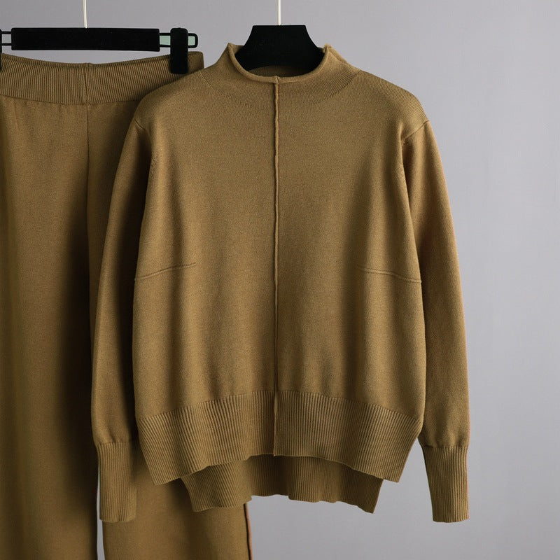 Knitted Sweater Pullover With Pants Two-Piece Set-Soco Hoodie