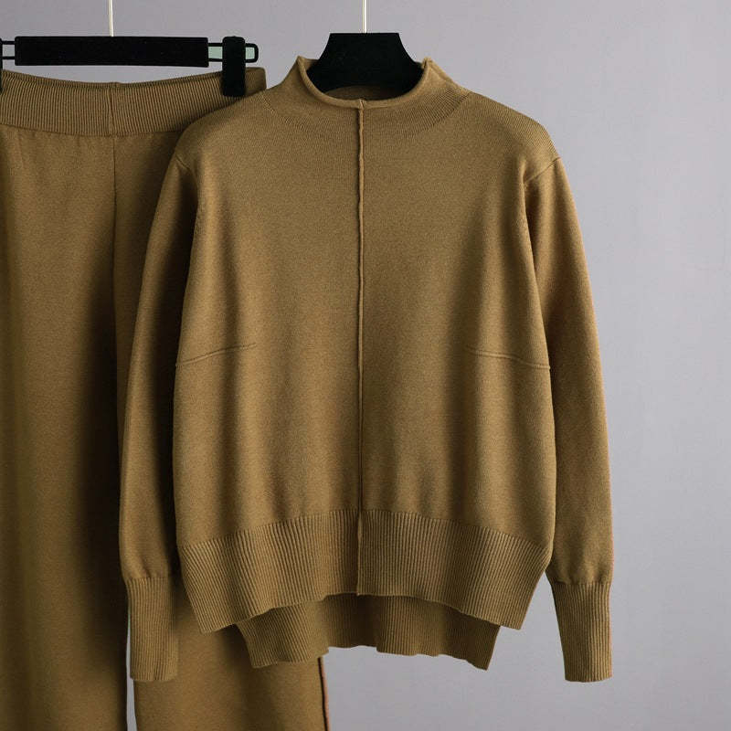 Knitted Sweater Pullover With Pants Two-Piece Set-Soco Hoodie