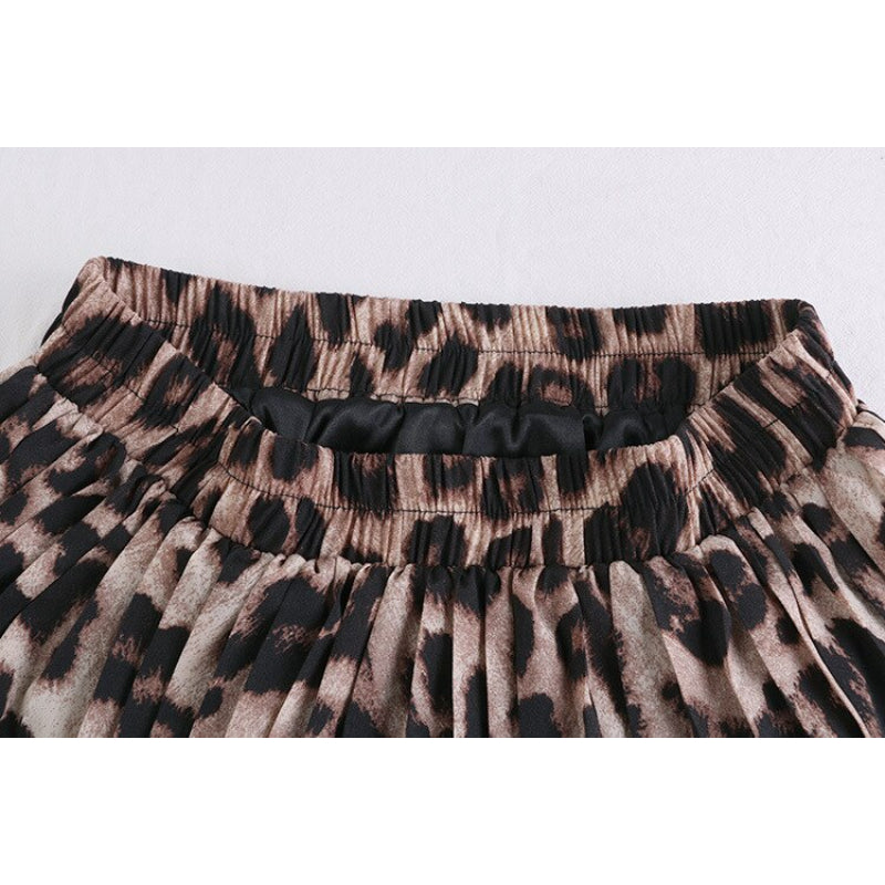 Animal Print High Waist Pleated Skirt-Soco Hoodie