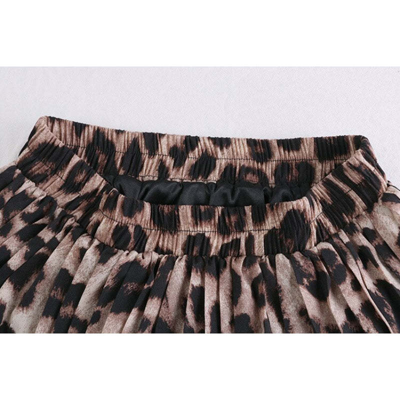 Animal Print High Waist Pleated Skirt-Soco Hoodie