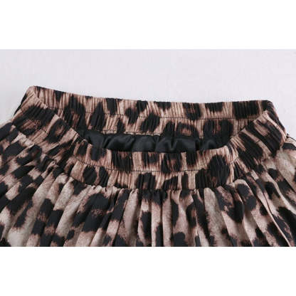 Animal Print High Waist Pleated Skirt-Soco Hoodie