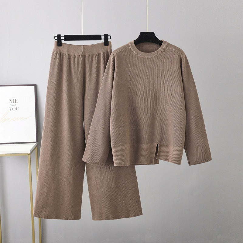 Loose Slit Sweater 2-Piece Set-Soco Hoodie