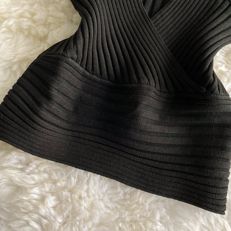 Retro Knitted Vest V-Neck Solid Camisole-Soco Hoodie