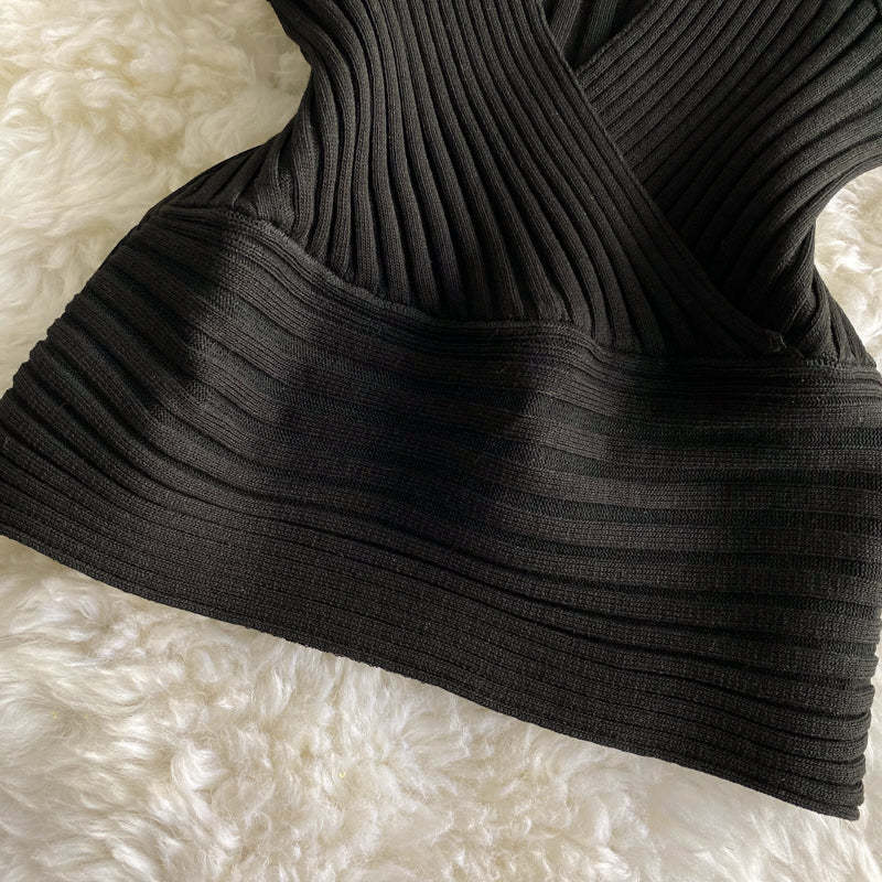 Retro Knitted Vest V-Neck Solid Camisole-Soco Hoodie