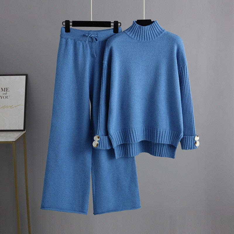 Women's Turtleneck Thickened Knitted Sweater Set-Soco Hoodie