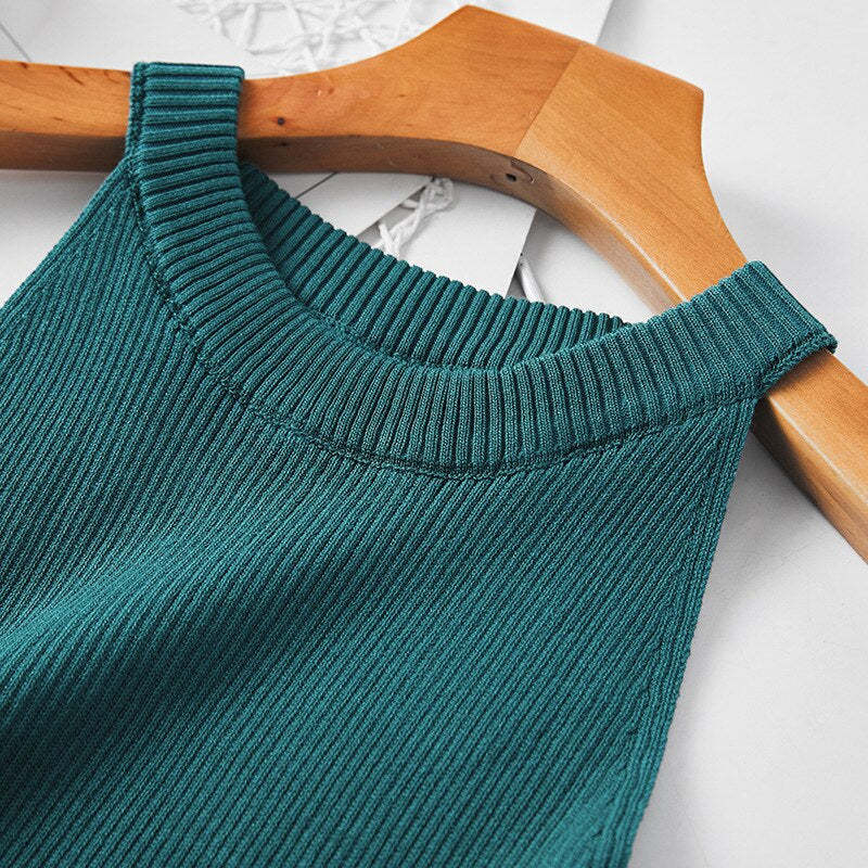 Women Halter Vest Simple Knitted Camisole-Soco Hoodie