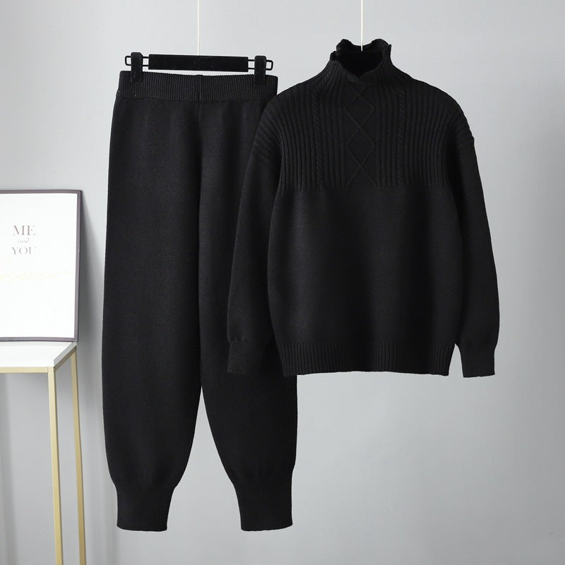 Oversized Two-Piece Knitted Thick Set-Soco Hoodie