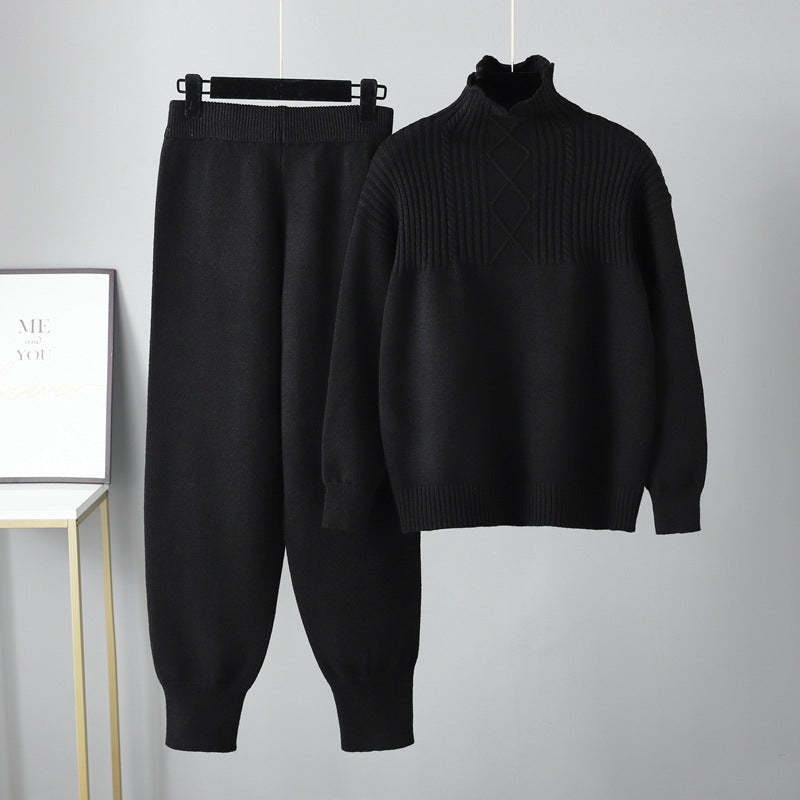 Oversized Two-Piece Knitted Thick Set-Soco Hoodie