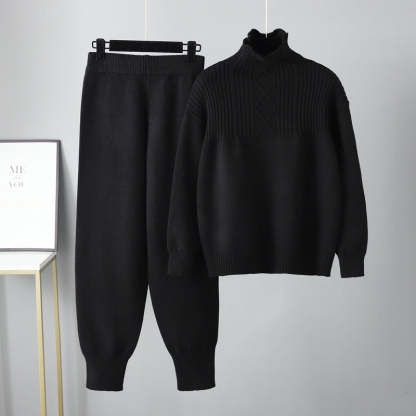 Oversized Two-Piece Knitted Thick Set-Soco Hoodie