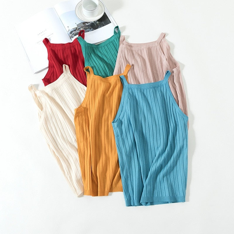 Knitted Sleeveless Slim Fit Camisole-Soco Hoodie