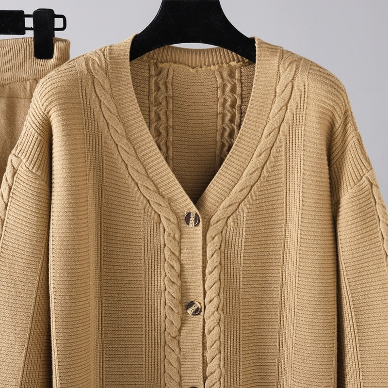 Winter Oversize Knit Two-Piece Set-Soco Hoodie