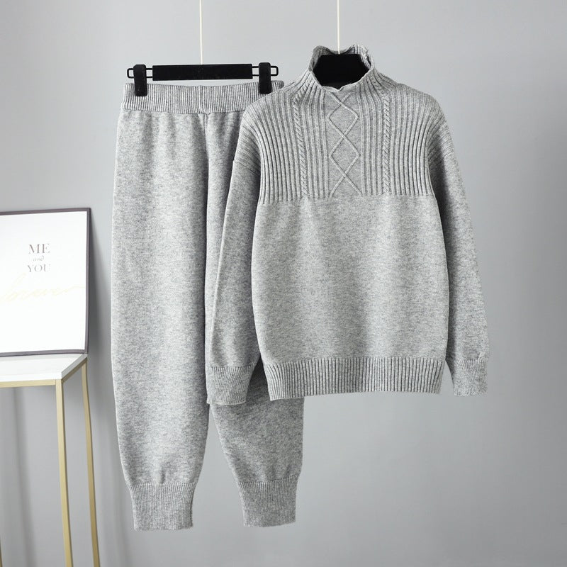 Oversized Two-Piece Knitted Thick Set-Soco Hoodie