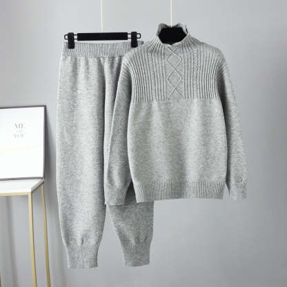 Oversized Two-Piece Knitted Thick Set-Soco Hoodie