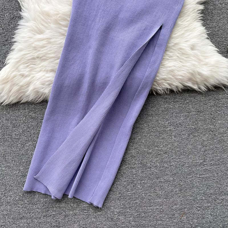 2 Pieces Retro Suspender Knitted Skirt Set-Soco Hoodie