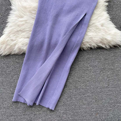 2 Pieces Retro Suspender Knitted Skirt Set-Soco Hoodie