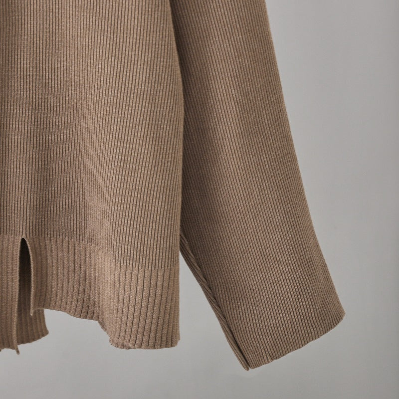 Loose Slit Sweater 2-Piece Set-Soco Hoodie