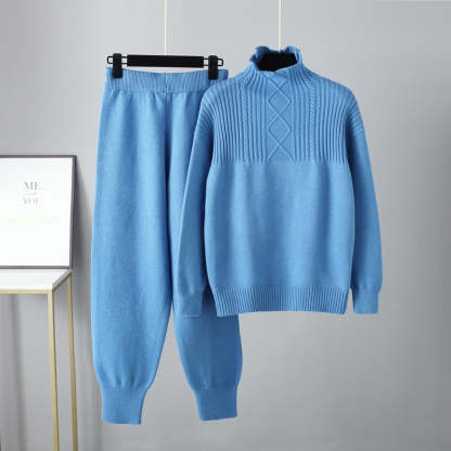 Oversized Two-Piece Knitted Thick Set-Soco Hoodie