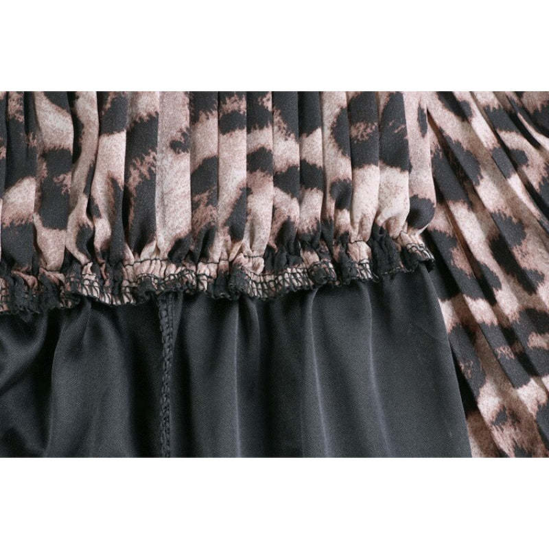 Animal Print High Waist Pleated Skirt-Soco Hoodie