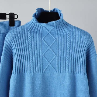 Oversized Two-Piece Knitted Thick Set-Soco Hoodie