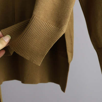 Knitted Sweater Pullover With Pants Two-Piece Set-Soco Hoodie