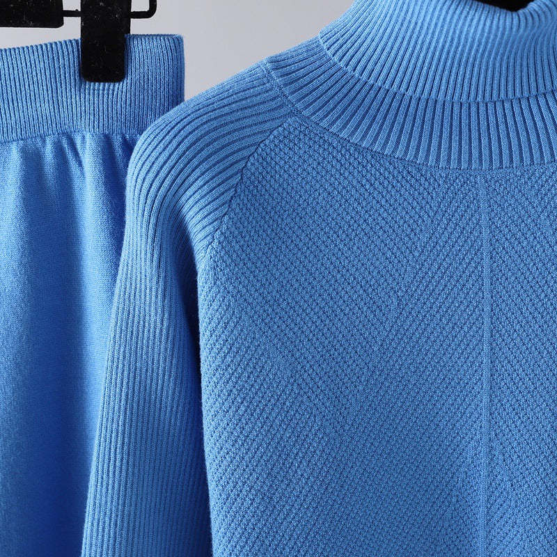 Women Turtleneck Knitted Two-Piece Sweater Set-Soco Hoodie