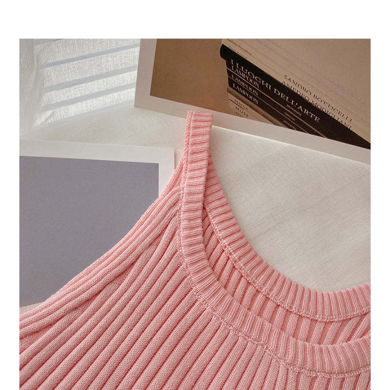 Slim Casual Knitted O-Neck Sleeveless Camisole-Soco Hoodie