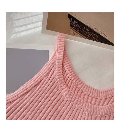 Slim Casual Knitted O-Neck Sleeveless Camisole-Soco Hoodie