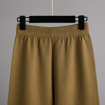 Solid Soft Knitted Wide-Leg Pants Set-Soco Hoodie