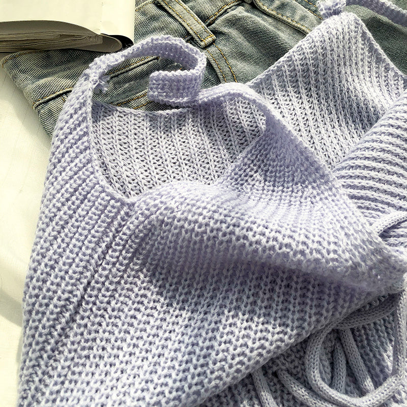 Casual Solid Cross Tie Bow Cami's-Soco Hoodie