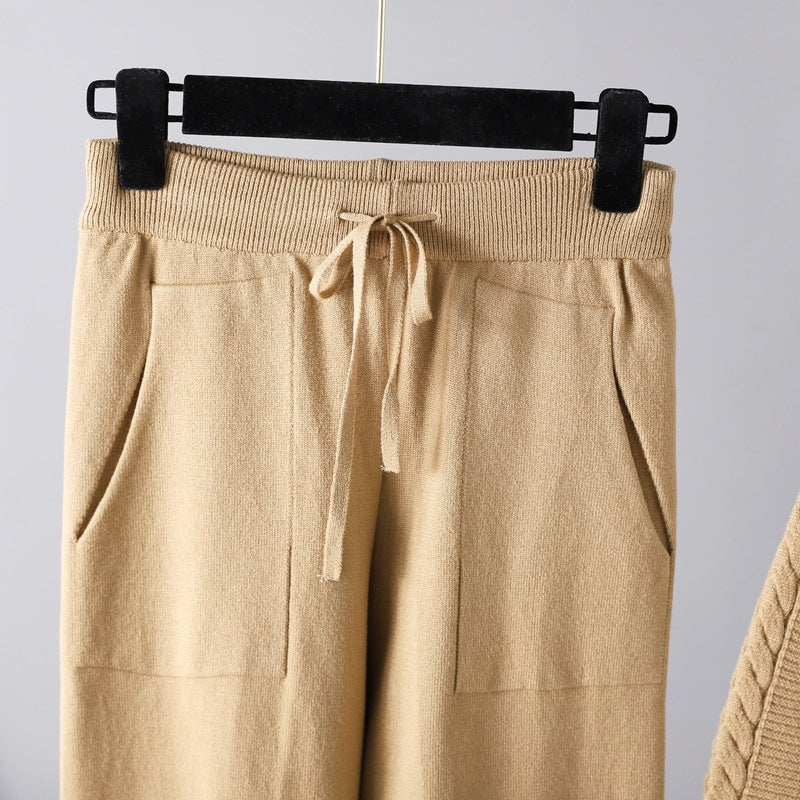 Winter Oversize Knit Two-Piece Set-Soco Hoodie