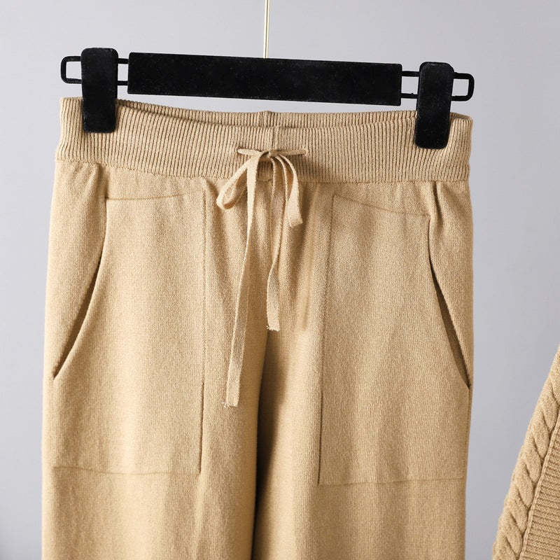 Winter Oversize Knit Two-Piece Set-Soco Hoodie