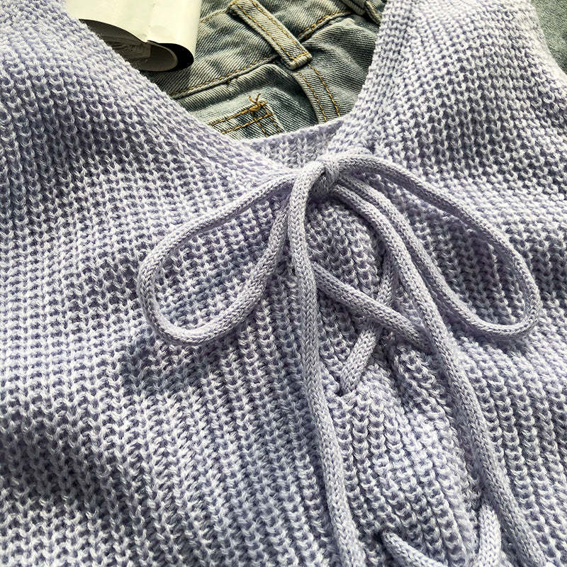 Casual Solid Cross Tie Bow Cami's-Soco Hoodie